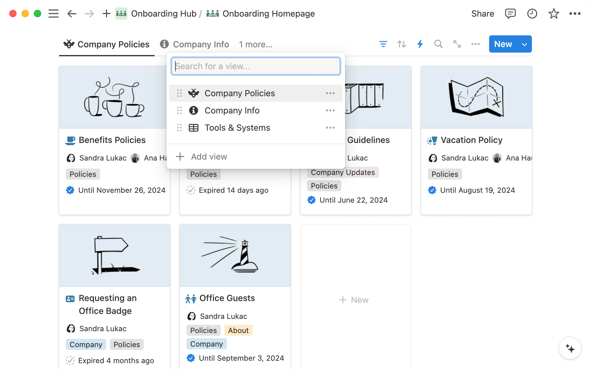 Views can help to organize information within your wiki.