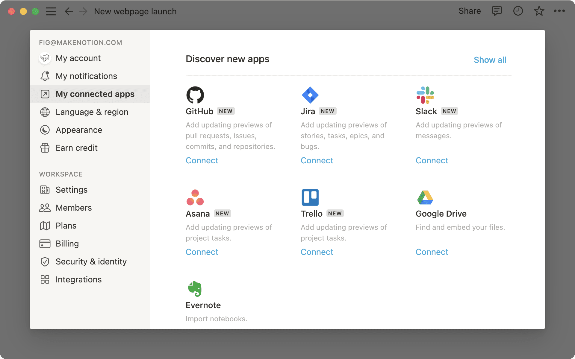 Here’s where you can manage your connected apps.