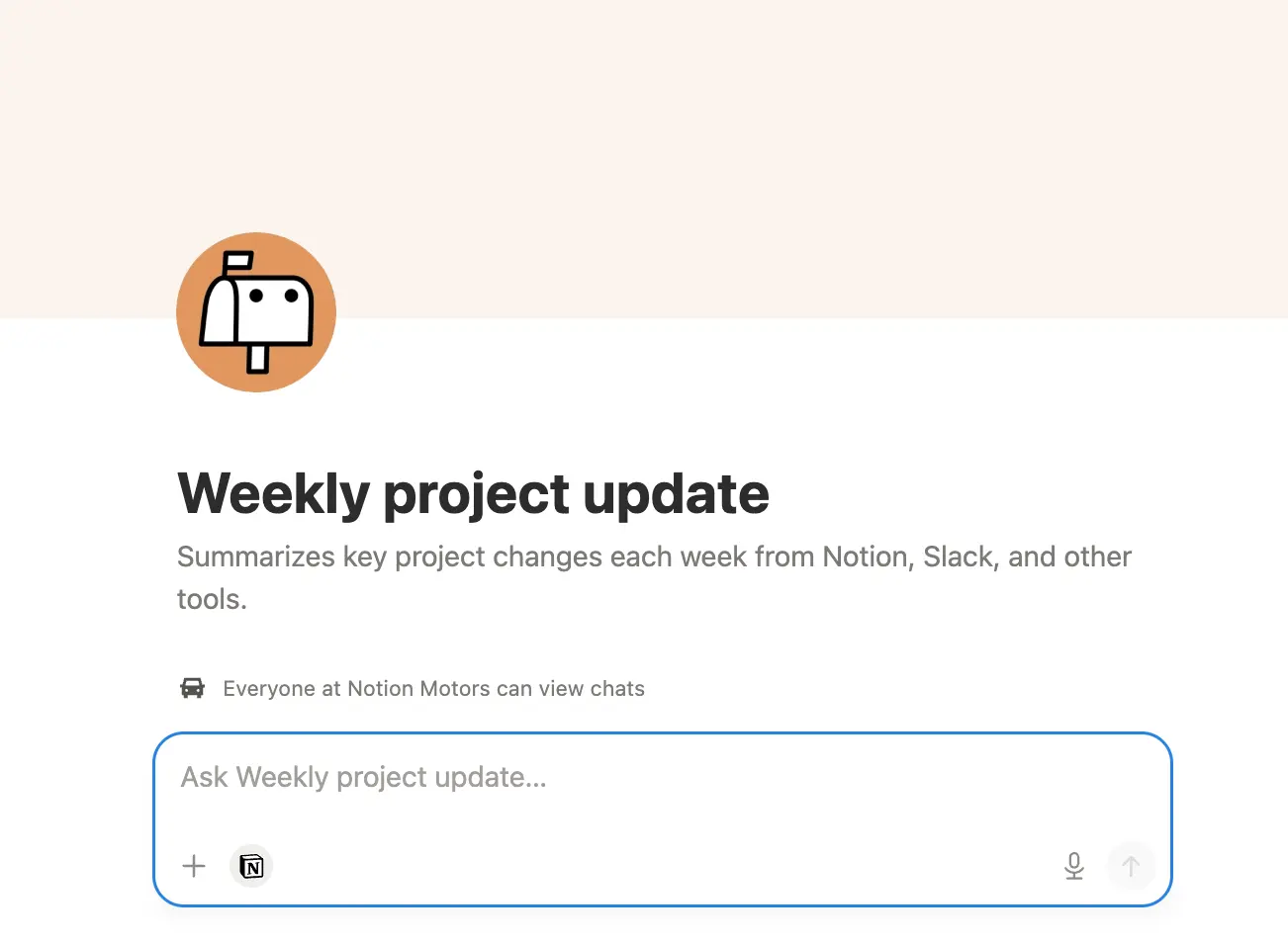 Notion's Agent automatically shares project updates