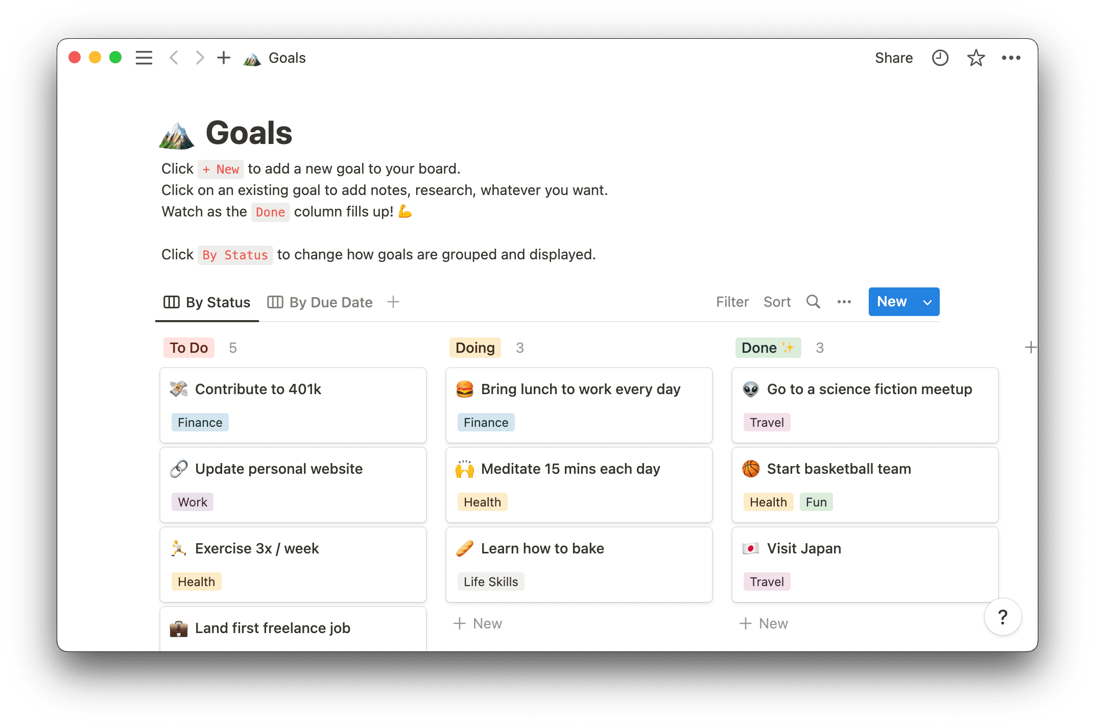 goals notion template