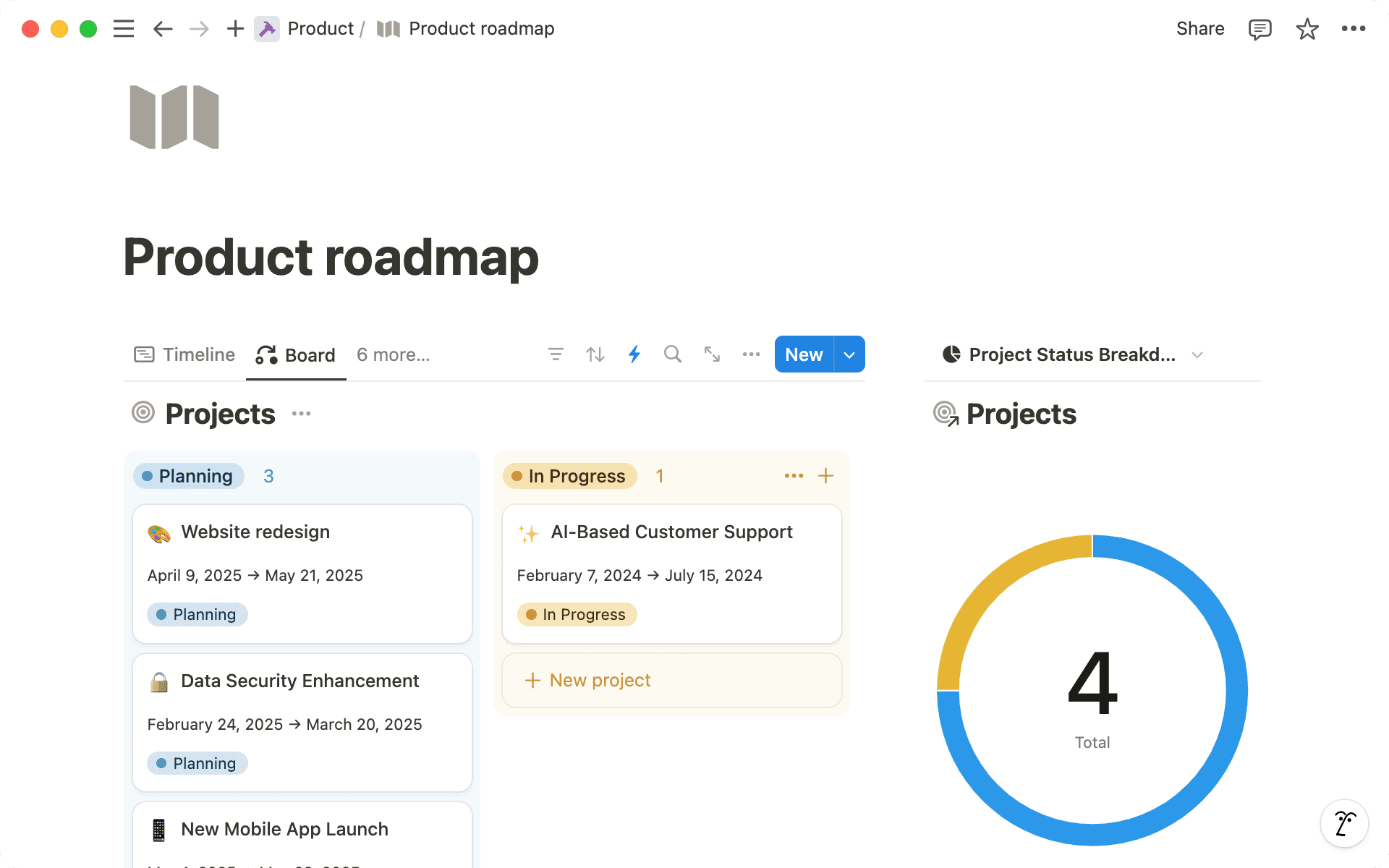 Your flexible product roadmap in Notion.