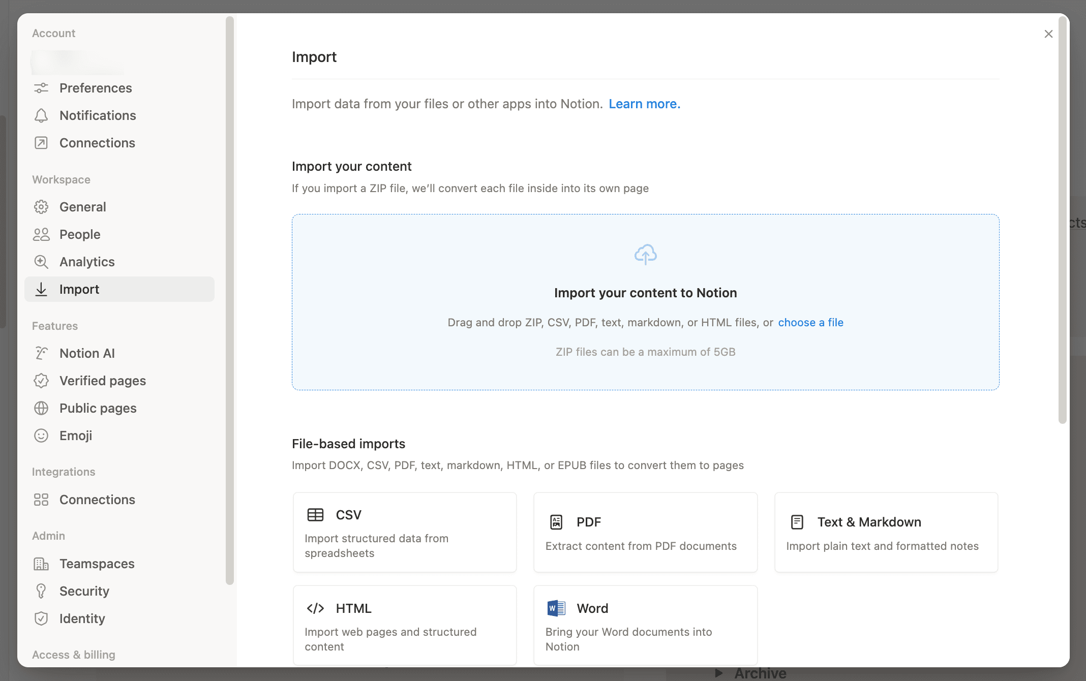 Import UI