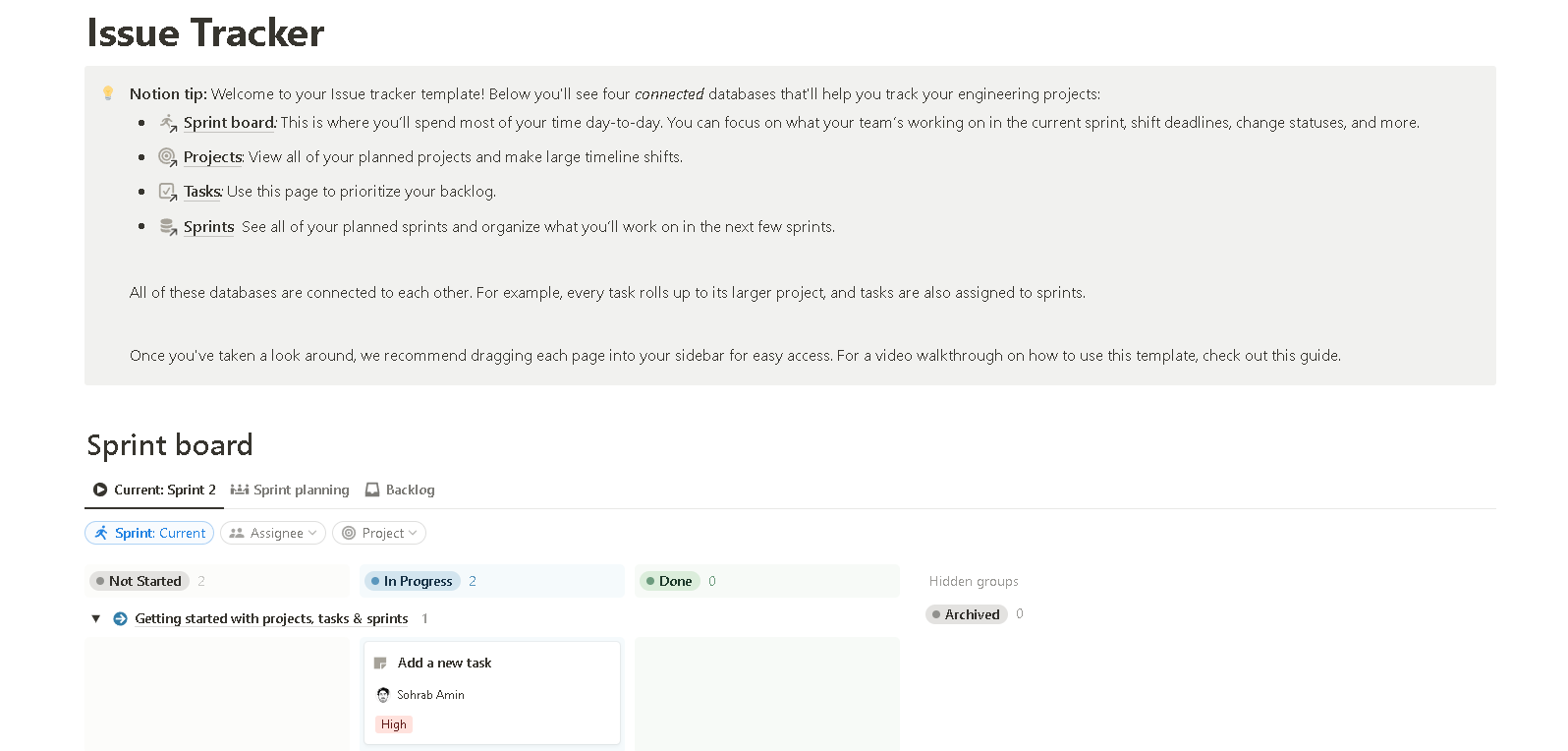 Issue tracker template