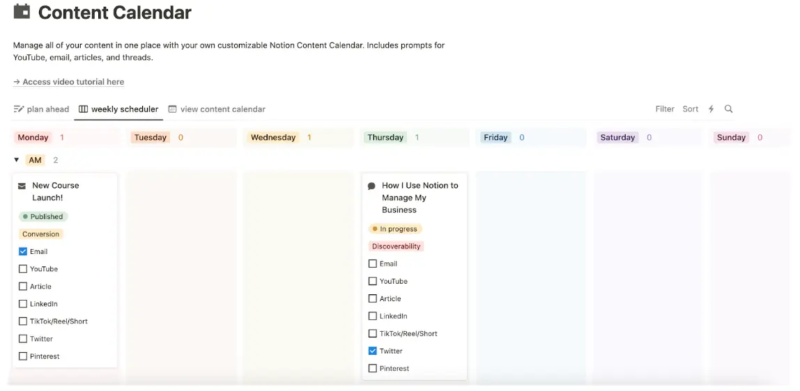 Work calendar templates 3 Day-to-day content calendar