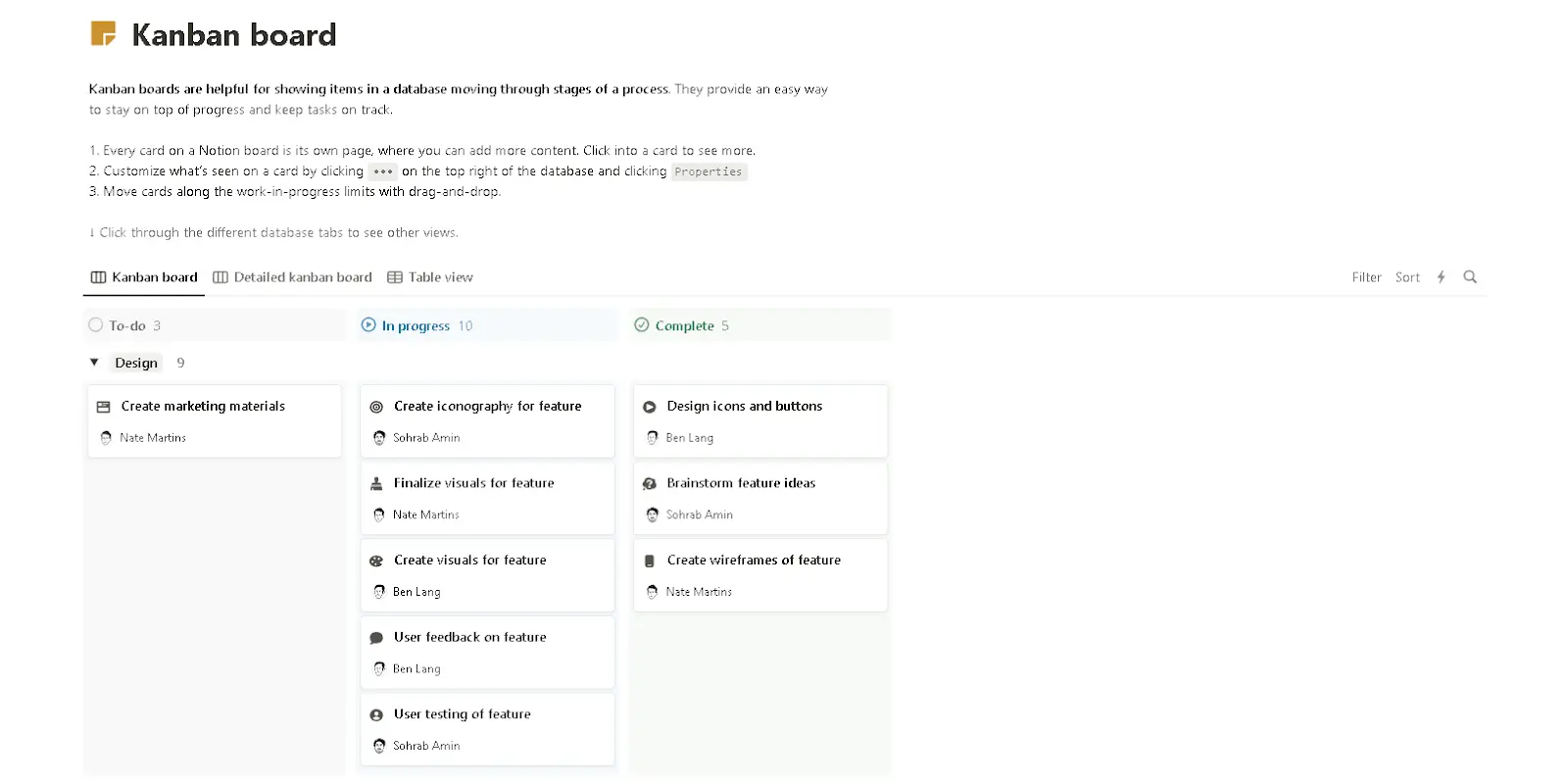 Kanban board template