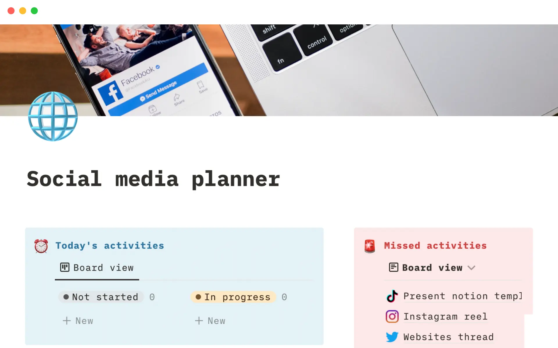 Social media content planner