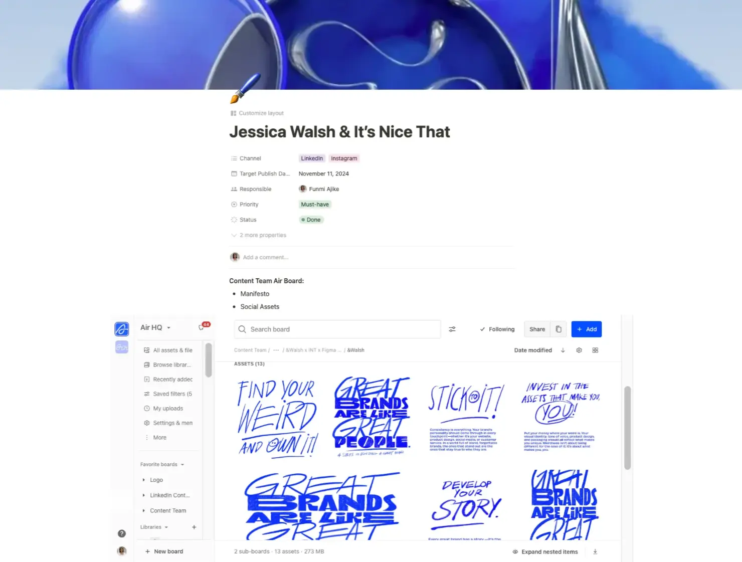 I embed Air boards directly into campaign docs to keep everything in one place.