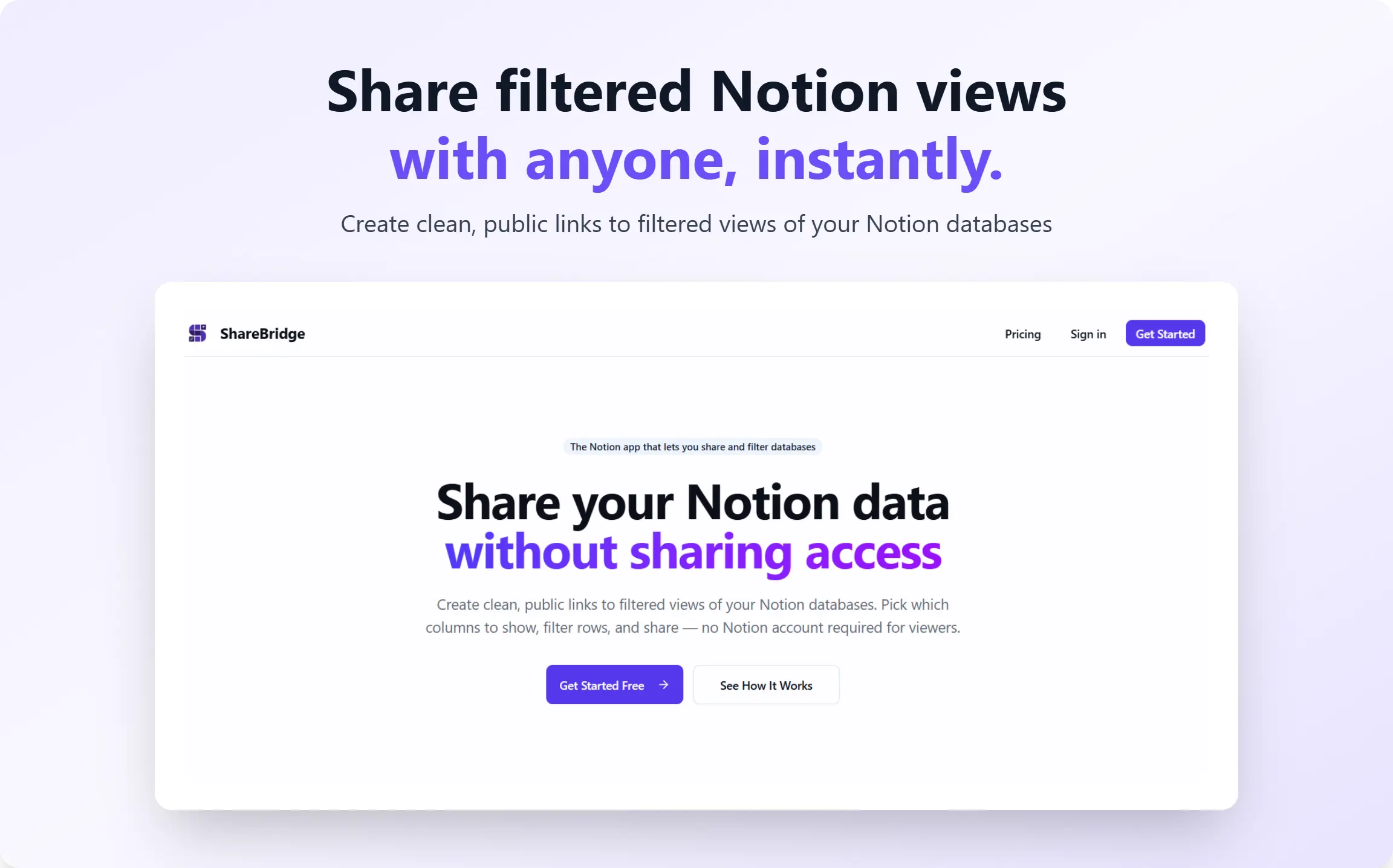 Share filtered views of your Notion databases