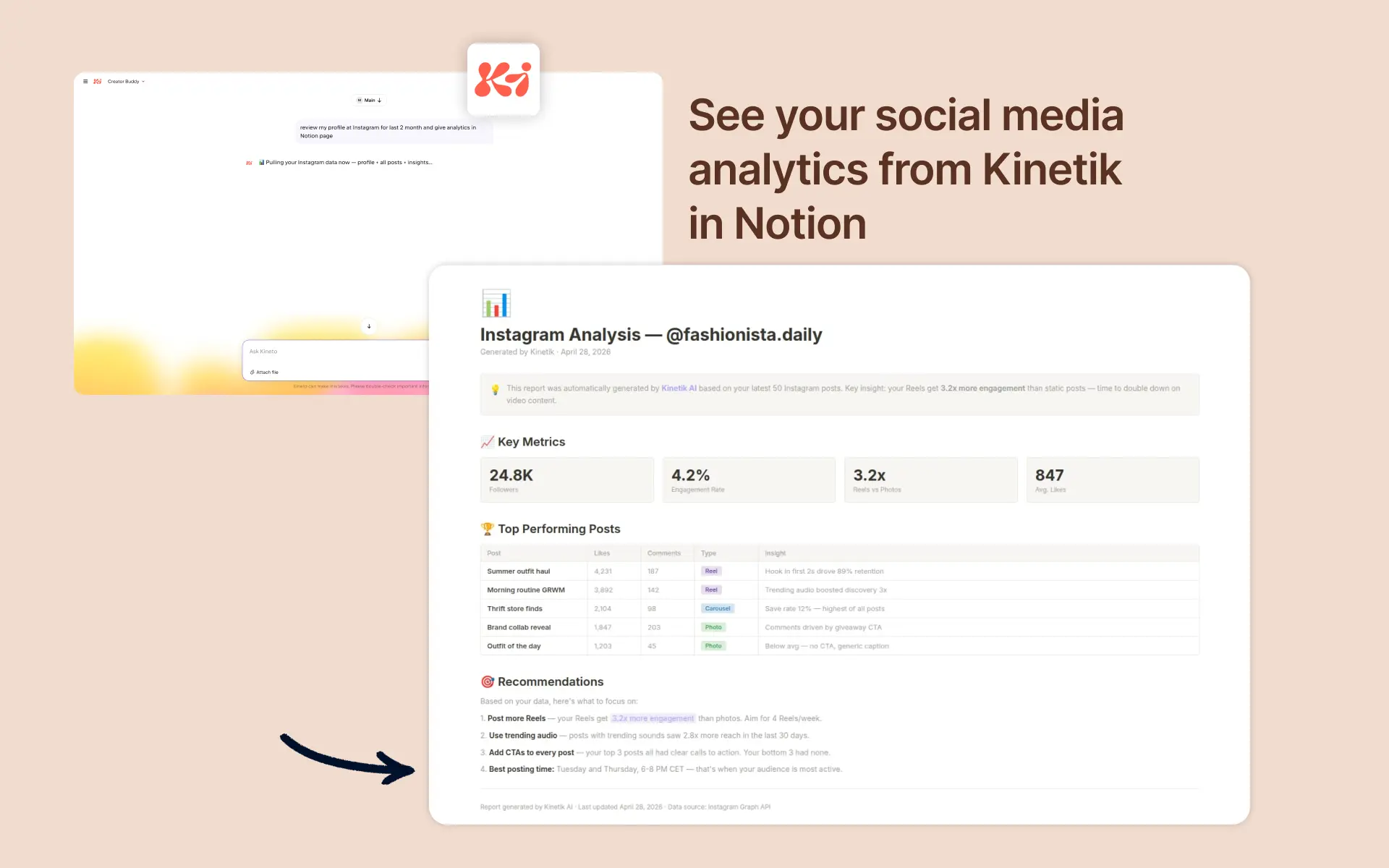 Generate reports inside your Notion workspace using AI agent