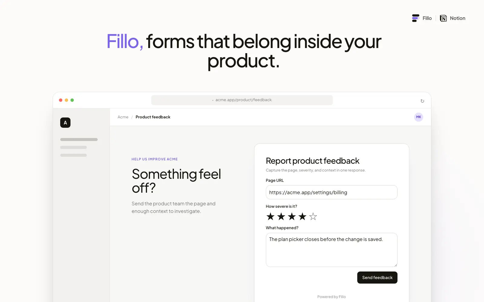 Send native product form responses to structured Notion databases.