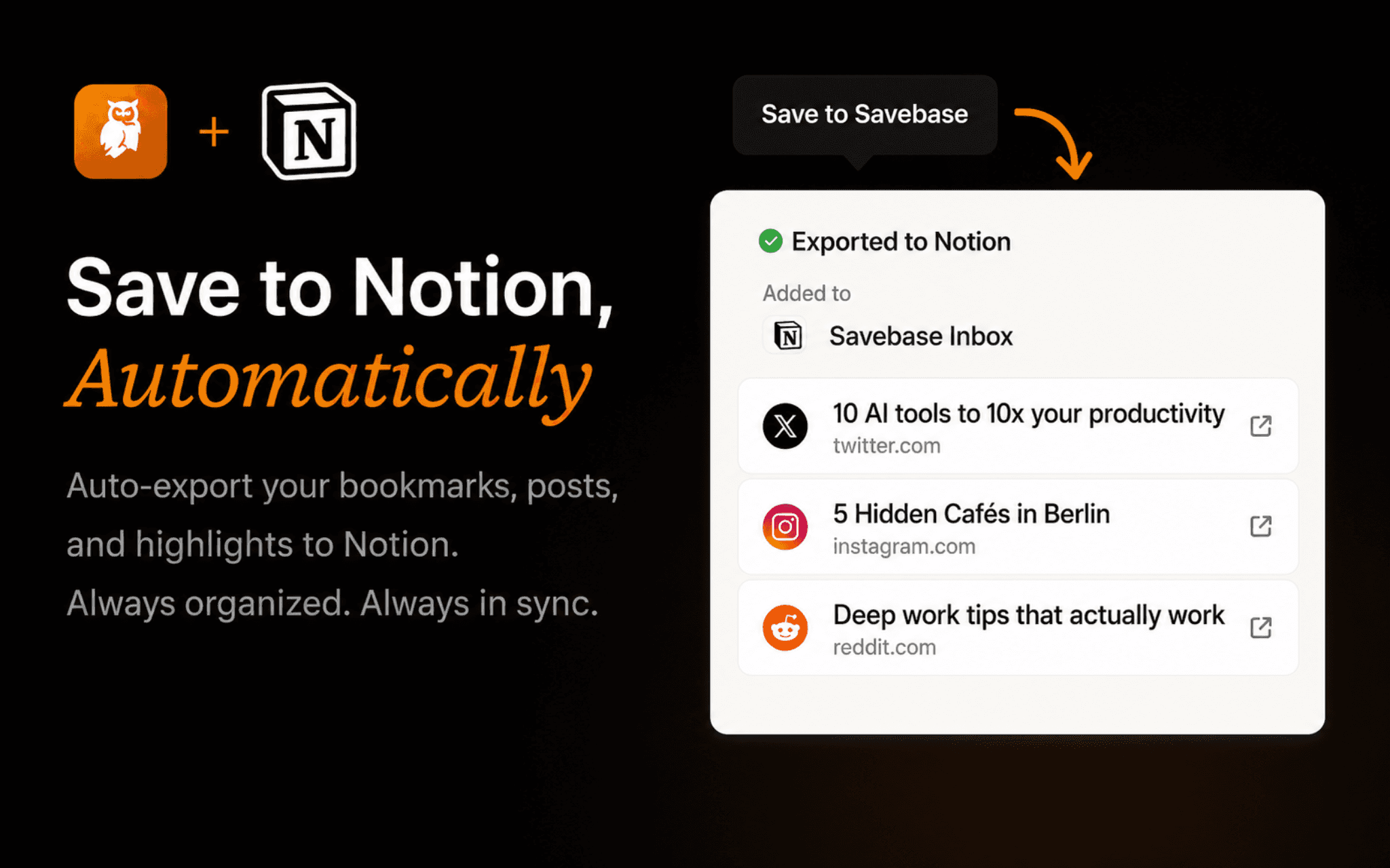 A sync between Savebase and Notion